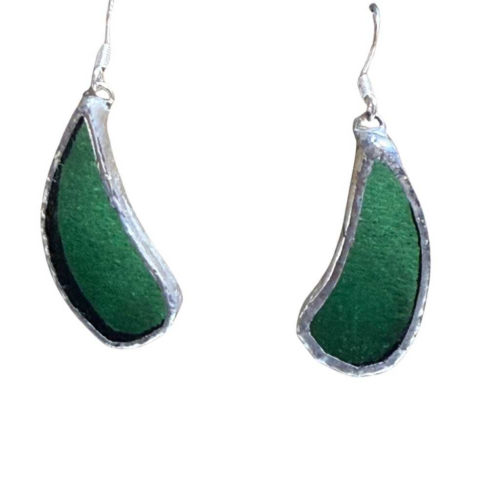 Elegant Stained Glass Earrings and Silver Bracelet